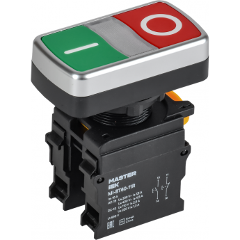 Кнопка &quot;I-O&quot; без подсветки IEK MASTER MI-BT60-11R-3-21-K51 d=22мм 1NO+1NC
