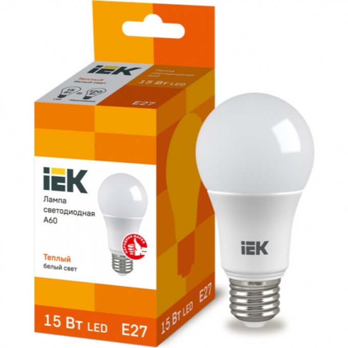 Лампа светодиодная IEK A60 шар 15Вт 230В 3000К E27 - LLE-A60-15-230-30-E27 Лампа светодиодная IEK A60 шар 15Вт 230В 3000К E27 - LLE-A60-15-230-30-E27