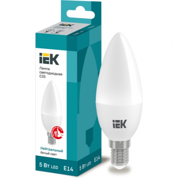 Лампа светодиодная IEK C35 свеча 5Вт 230В 4000К E14 - LLE-C35-5-230-40-E14 Лампа светодиодная IEK C35 свеча 5Вт 230В 4000К E14 - LLE-C35-5-230-40-E14