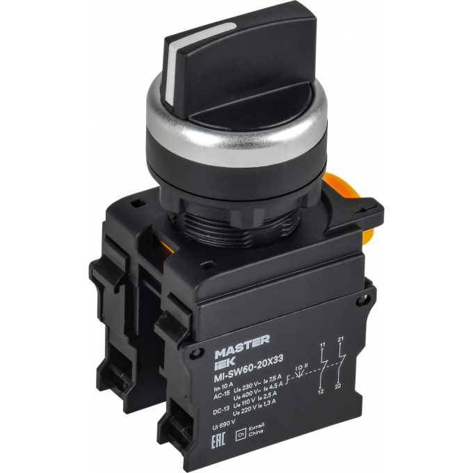Переключатель на 3 положения возвратный IEK MASTER 2NO чёрный MI-SW60-20X33-5-24-3-K02