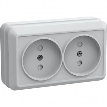 Розетка 2-местная для открытой установки РСш22-2-ОБ без заземляющего контакта с защитной шторкой 10А IEK ОКТАВА белый ERO23-K01-10-DC