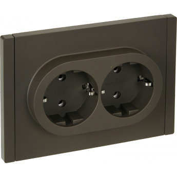 Розетка 2-местная IEK FORTEPIANO с заземлением, без защитных шторок, безвинтовое крепление, 16А FP324 серый FP-R21-16-1-K03