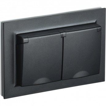 Розетка 2-местная с заземлением с защитными шторками IEK BRITE 16А в сборе РСш12-3-БрЧ черный - BR-R24-16-K02-F Розетка 2-местная с заземлением с защитными шторками IEK BRITE 16А в сборе РСш12-3-БрЧ черный - BR-R24-16-K02-F