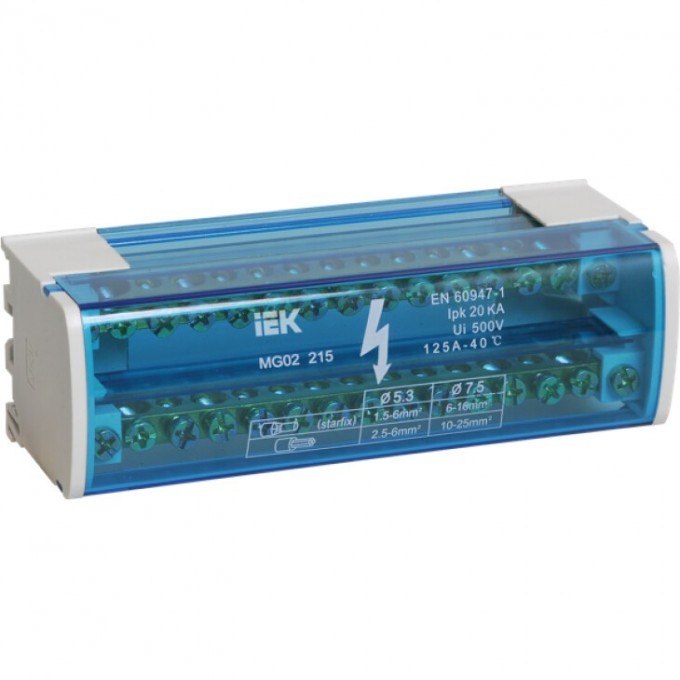 Шины на DIN-рейку в корпусе (кросс-модуль) IEK ШНК 2х15 L+PEN - YND10-2-15-125 Шины на DIN-рейку в корпусе (кросс-модуль) IEK ШНК 2х15 L+PEN - YND10-2-15-125
