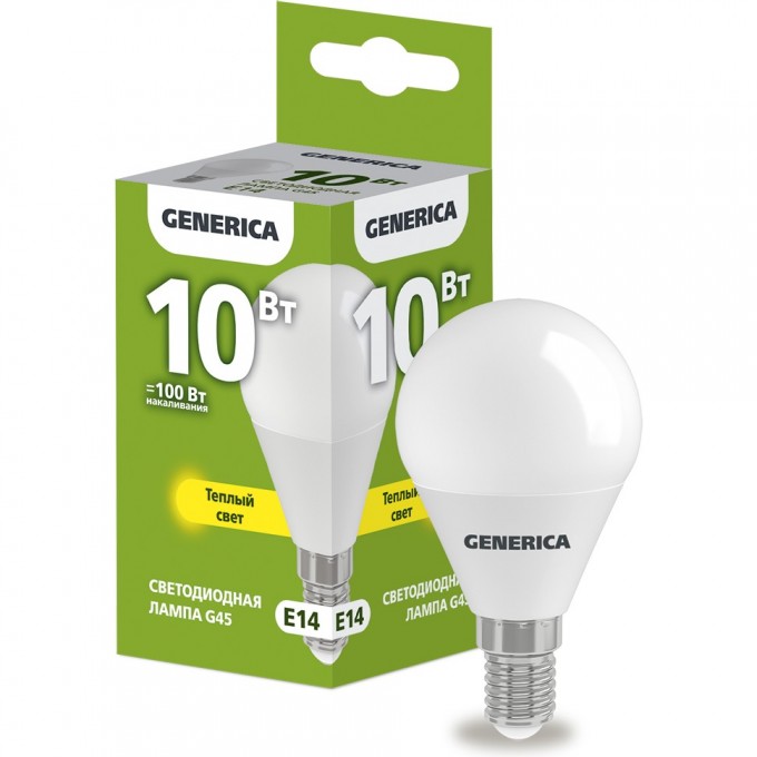 Светодиодная лампа IEK GENERICA G45 шар 10Вт 230В 3000К E14 LL-G45-10-230-30-E14-G Светодиодная лампа IEK GENERICA G45 шар 10Вт 230В 3000К E14 LL-G45-10-230-30-E14-G