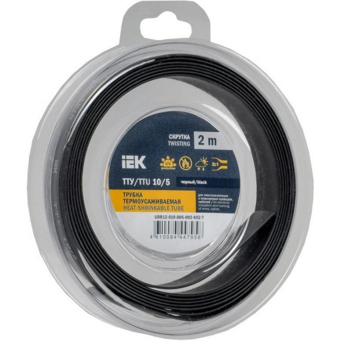 Трубка термоусадочная IEK ТТУ нг-LS 10/5 черн. (уп.2м) UDR12-010-005-002-K02-T Трубка термоусадочная IEK ТТУ нг-LS 10/5 черн. (уп.2м) UDR12-010-005-002-K02-T