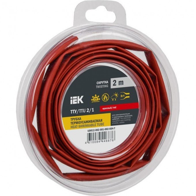 Трубка термоусадочная IEK ТТУ нг-LS 2/1 красн. (уп.2м) UDR12-002-001-002-K04-T Трубка термоусадочная IEK ТТУ нг-LS 2/1 красн. (уп.2м) UDR12-002-001-002-K04-T