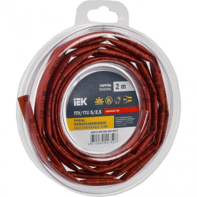Трубка термоусадочная IEK ТТУ нг-LS 5/2.5 красн. (уп.2м) UDR12-005-D25-002-K04-T Трубка термоусадочная IEK ТТУ нг-LS 5/2.5 красн. (уп.2м) UDR12-005-D25-002-K04-T